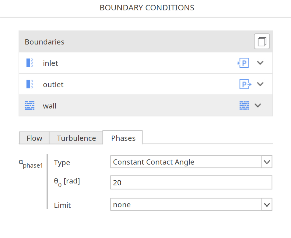 Constant Contact Angle Boundary Condition SimFlow