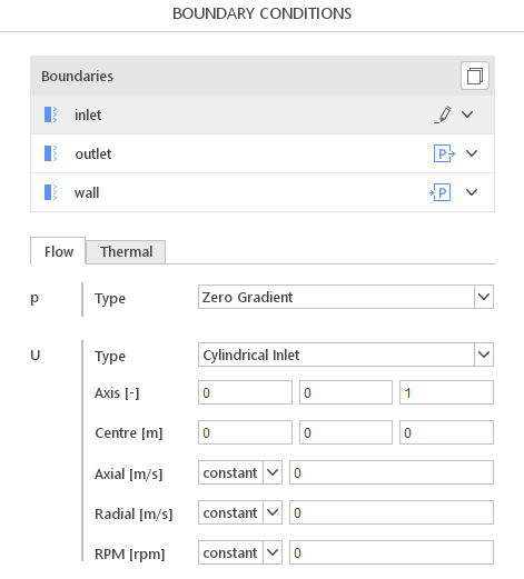Cylindrical inlet boundary condition in SimFlow