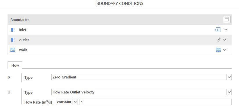 Flow Rate Outlet Velocity Boundary Condition SimFlow - constant value