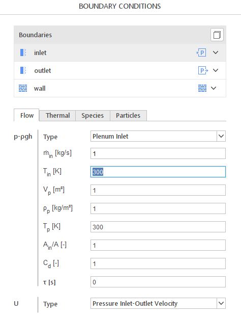Plenum Inlet boundary condition in SimFlow