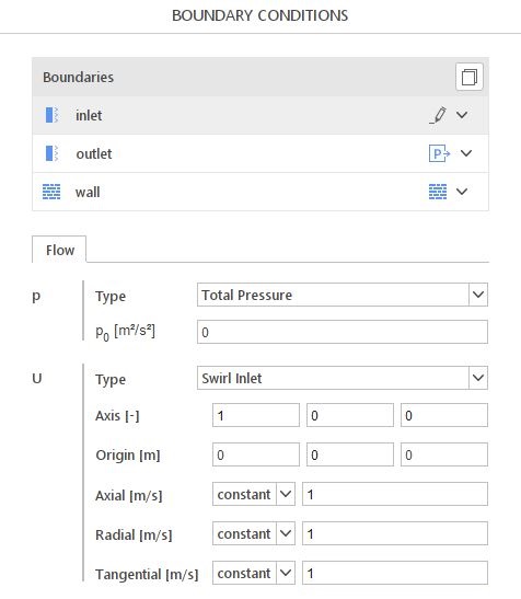 Swirl Inlet boundary condition in SimFlow