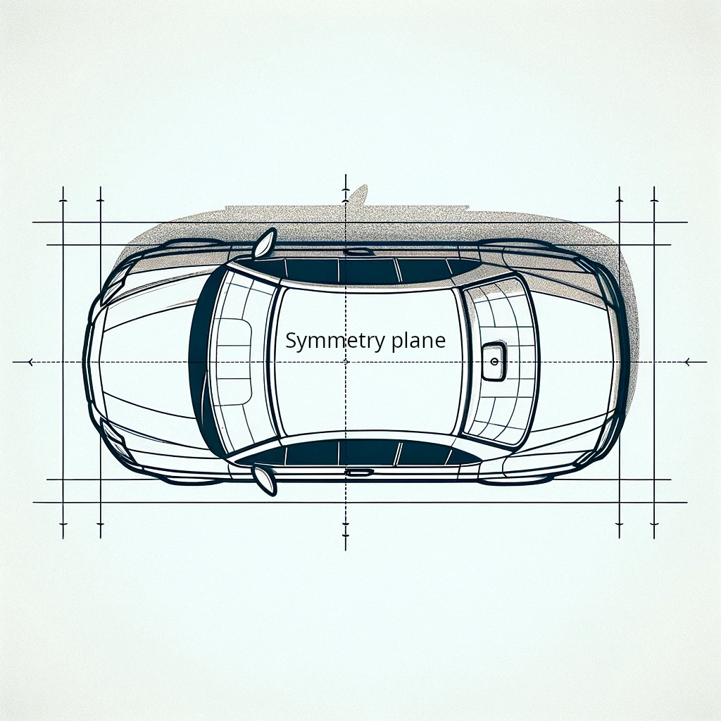 Symmetry plane of the car can be used to model just a half of a car