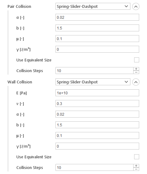pair wall collision models