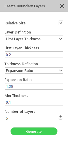 Workflow with Layers Mesh Generator