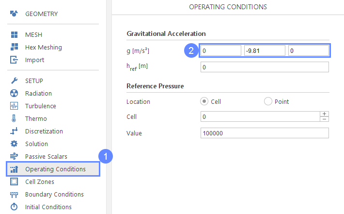 cc 20 operating conditon gravitational acceleration