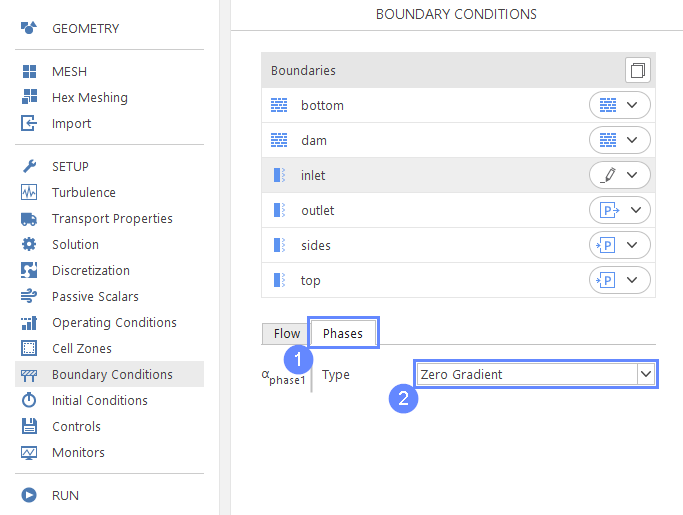 db 13 boundary conditions inlet phases