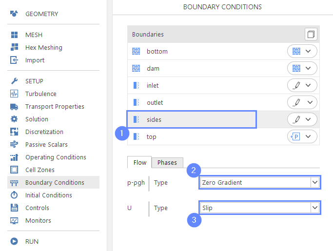 db 15 boundary conditions sides flow