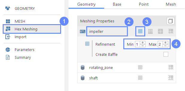 mt 7 meshing properties impeller