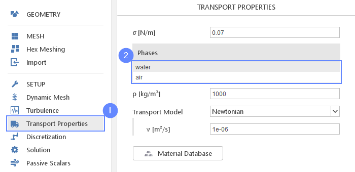 Sloshing Tank 16 Transport properties