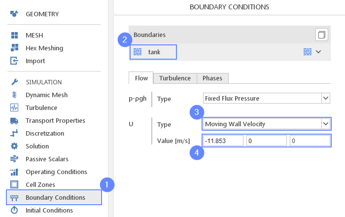 Sloshing Tank 18 Boundary Conditions