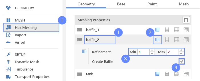 Sloshing Tank 31 Mesh parameters baffles 2