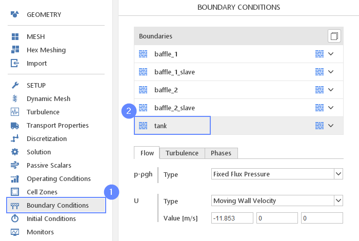 Sloshing Tank 33 Boundary Conditions buffles